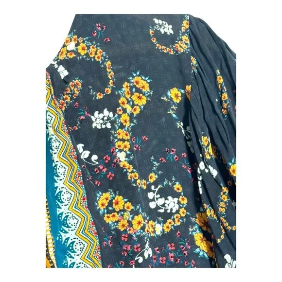 ANTHROPOLOGIE WOMENS BOHO BLOUSE SMALL MULTICOLOR BEADED SEQUIN FLORAL PRINT - Picture 15 of 16